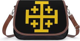 Generic Kingdom of Jerusalem Flag Small Womens Crossbody Bags Shoulder Handbag with Adjustable Strap for Travel