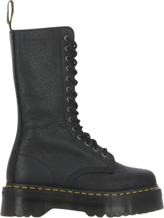 Dr. Martens Platform Leren Veterlaarzen - Dames - Veterlaarzen - Zwart - 40 EU - Leer - Schoenen