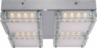 Wofi Leuchten Lampada da soffitto lampada soggiorno, 4 fiamme, moderna, metallo vetro, cromo, 4x led 3,2 watt 360 lumen 3500 Kelvin bianco caldo, LxPxH 28x28x6,5cm