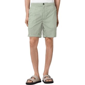 AllSaints Chopin Stripe Shorts in White/Green at Nordstrom, Size Xx-Large