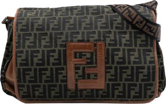 Fendi Pre-owned Womens Zucca Canvas Ff Messenger Bag - Dark Green Textile - One Size