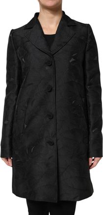 Dolce & Gabbana Womens Black Single Breasted Trench Coat Jacket Polyester Nylon Clothing