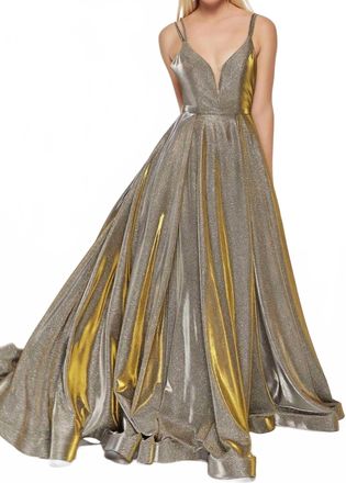 Alyce Paris Metallic Sleeveless V Neck Ball Gown In Mermaid