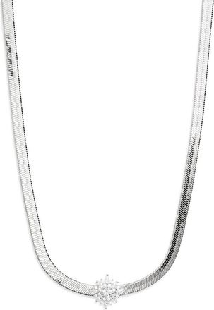 Nordstrom Cubic Zirconia Burst Snake Chain Necklace in Clear- Silver at Nordstrom