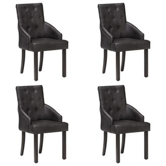 vidaXL Vidaxl - Sillas De Comedor 4 Unidades Cuero De Cabra Aut&eacute;ntico Negro