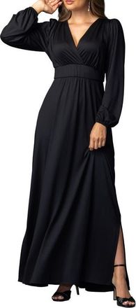Kiyonna Kelsey Long Sleeve Maxi Dress in Black Noir at Nordstrom, Size X-Large