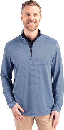 Cutter & Buck Virtue Eco Pique Micro Stripe Recycled Mens Quarter Zip