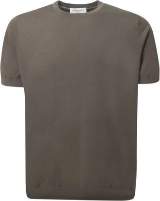Balmain T-shirt met ronde hals en korte mouwen - Heren - Ronde hals truien - Bruin - 2XL - Katoen - Truien & Vesten