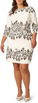 Adrianna Papell Placement Print Sheath Dress in Ivory Multi at Nordstrom, Size 14W
