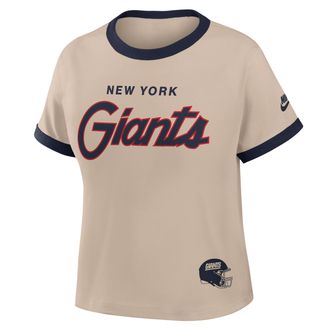 Nike New York Giants Rewind Ringer Mod Nike Womens NFL Cropped T-Shirt in Brown | 04N90J2SQ8I-X5Q