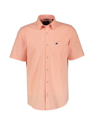 Lerros Leinenhemd LERROS L&auml;ssiges Baumwoll-Leinenhemd, unifarben, Herren, Gr. L, Normalgr&ouml;ssen, orange (mellow peach), 80% Baumwolle, 20% Leinen, Hemden Lein