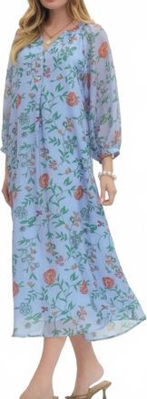 Entro Floral Midi Dress In Blue