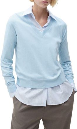 Mango V-Neck Sweater in Sky Blue at Nordstrom, Size Large