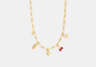 Coach Cherry And Heart Charm Necklace