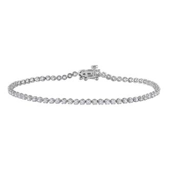 Grown Brilliance 0.95 Carat 14K White Gold Round Cut Lab Grown Diamond 7 Prong Set Tennis Bracelet for Women- Color/Clarity-G+VS