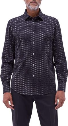 Bugatchi James OoohCotton Floral Button-Up Shirt in Black at Nordstrom, Size Xxx-Large