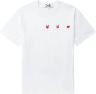 Comme Des Gar&ccedil;ons Triple Heart T-Shirt - Heren - T-shirts - Wit - S - Katoen - Tops