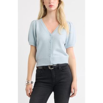 Treasure & Bond Wool & Cashmere Short Sleeve Cardigan in Blue Fog at Nordstrom, Size Xx-Small