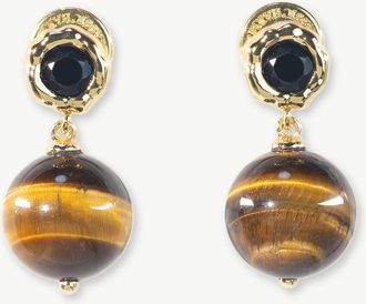 Classicharms Morgan Tigers Eye Beaded Earrings in Gold at Nordstrom