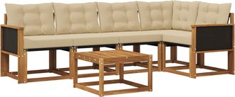 vidaXL Conjunto De Sof&aacute;s De Exterior 6 Uds. Natural Y Beige Vidaxl