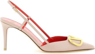 Valentino Garavani Vlogo Plaque Pointed Toe Slingback Pumps