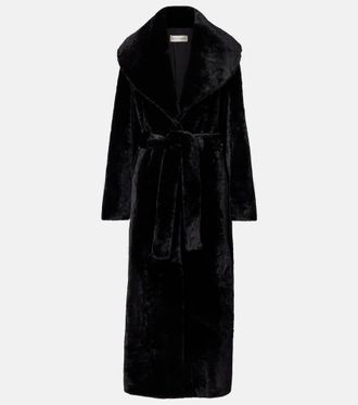 Nour Hammour Giovanna shearling wrap coat