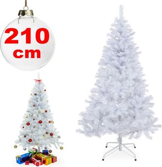 Trade Shop Trade Shop - Albero Di Natale Sintetico 210cm Bianco Neve Decorazione Per Casa Scuola Ufficio
