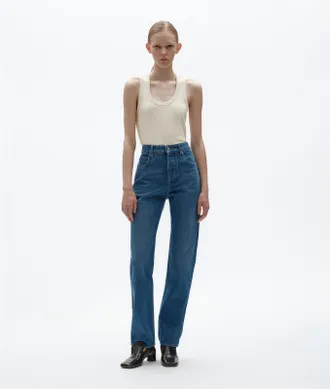 Bottega Veneta Medium Indigo Straight Leg Jeans - Blue - Women - 38