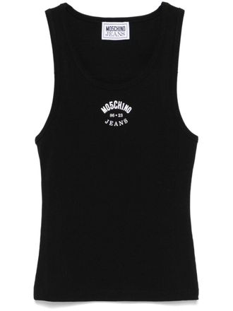 Moschino logo-print tank top - women - Cotton/Elastane - L - Black