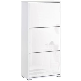 HOMCOM Armario de zapato MDF y pl&aacute;stico blanco 60x26x124 cm