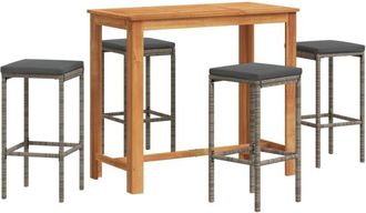 vidaXL Mesa Y Taburetes De Jard&iacute;n 5 Pzas Madera Acacia Rat&aacute;n Pe Gris Vidaxl