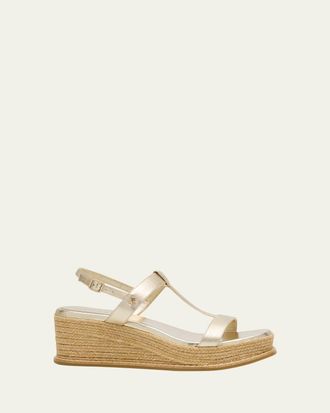 Jimmy Choo London 60mm Thea Metallic Leather Wedge Sandals