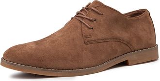 Generic Mens Fashion British Style Suede Pointed Oxford Shoes Business Casual Comfortable Non-Slip Classic Dress Shoes (Brown,7.5)