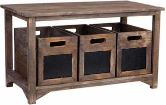 Wanderlust Deco Wanderlust Deco - Banco de madera con 3 cajones 90x45x51h cm