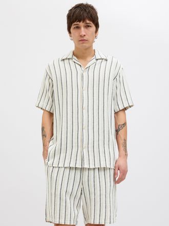 Jack & Jones Kurzarmhemd JACK & JONES JORCOBA STRIPE RESORT SHIRT SS SN, Herren, Gr. L, N-Gr, gr&uuml;n (celadon tint), Web, Obermaterial: 100% Baumwolle, gestreift, re