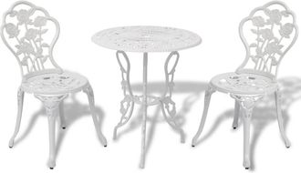 vidaXL Vidaxl - Mesa Y Sillas Bistr&oacute; De Jard&iacute;n 3 Piezas Aluminio Fundido Blanco
