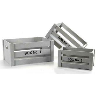 Trade Shop Trade Shop - Set 3 Cassette Box Scatole In Legno Decorate 16/14/10cm Colori Assortiti 763700
