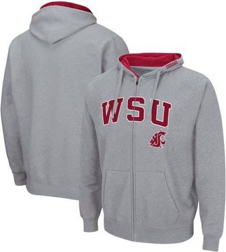 Colosseum Mens Colosseum Heathered Gray Washington State Cougars Arch & Logo 3.0 Full-Zip Hoodie in Heather Gray at Nordstrom, Size Medium