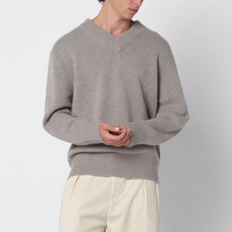 Soft Goat Greige cashmere V-neck sweater