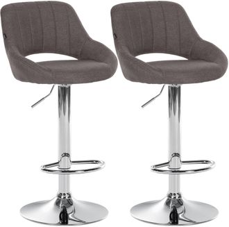 Clp Juego De 2 Taburetes De Bar Milet Con Tapizado De Tela Gris Oscuro Metal Cromado