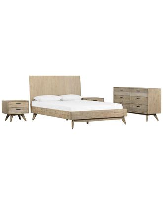 Armen Living Baly 4Pc Acacia Queen Loft Bedroom Set