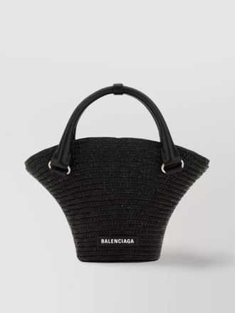 Balenciaga beach mini straw shoulder bag