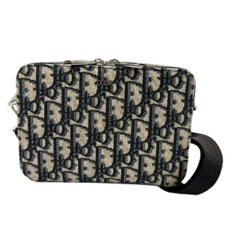 Dior Pre-owned Oblique Canvas Shoulder Bag - Heren - Pre-owned - Blauw - Maat: ONE Size Leer