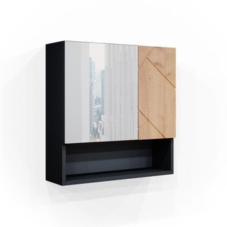 Vicco Armario Con Espejo Para Ba&ntilde;o Irma, Oro Power Roble/antracita, 54 X 55 Cm, Vicco