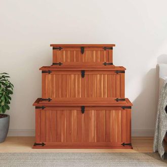 Berkfield Home Storage Chests 3 pcs Solid Acacia Wood in Brown
