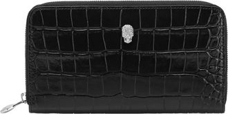 Philipp Plein Rounded Zip Wallet Cocco - Dames - Portefeuilles - Zwart - ONE Size - Leer - Accessoires
