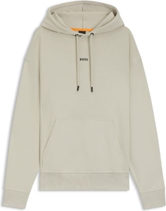 HUGO BOSS Mens WeSmallHood Contrast Logo Hoodie in Beige Cotton - Size Medium