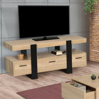 IDMarket Idmarket - Mueble Tv Phoenix Con Cajones De Madera Y Negro 116 Cm