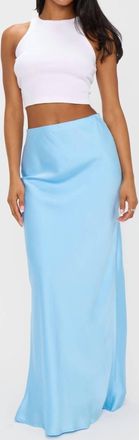 Show me your Mumu Satin Slip Maxi Skirt In Baby Blue Luxe