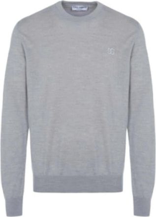 Dolce & Gabbana Grijze Heren Trui & Vest - Heren - Ronde hals truien - Grijs - L - Katoen - Truien & Vesten
